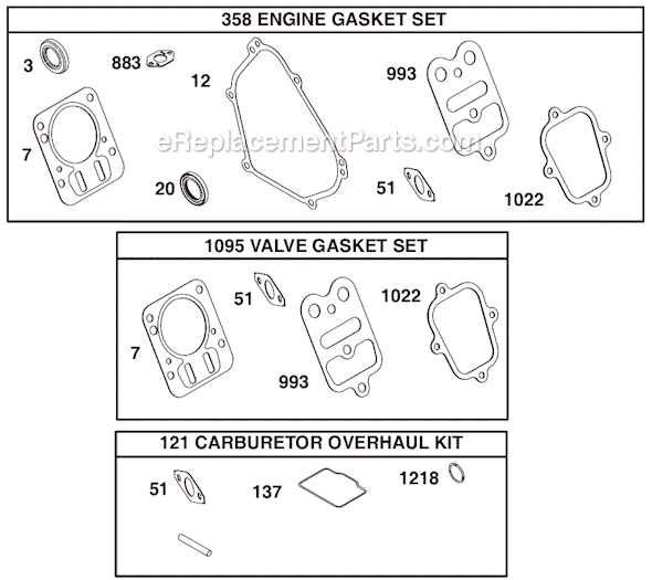 Page J Diagram and Parts List for 124435SERIES 8101 Briggs and Stratton Engine